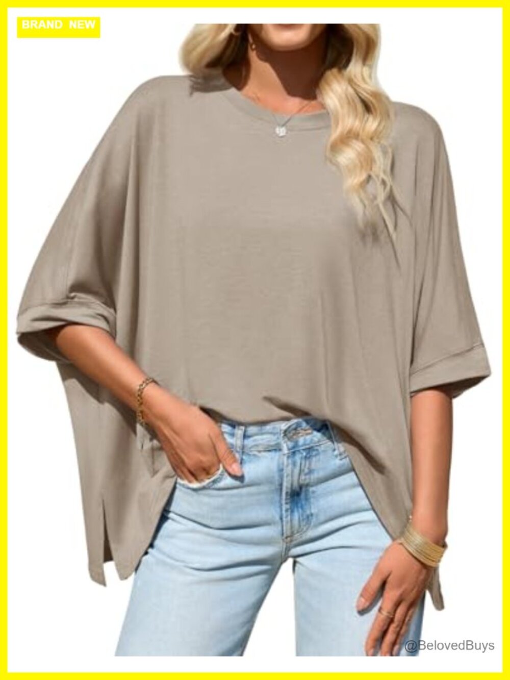 Oversized Batwing Short Sleeve Asymmetric Hem T-Shirt Casual Top
